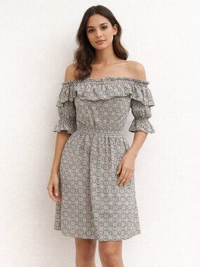 Libby Edelman Ruffled‎ Off-The-Shoulder Dress Size medium Lined